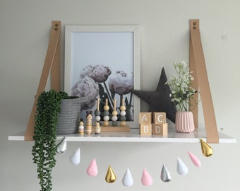 Pink, White, Silver and Gold Raindrop Garland