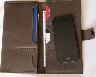 Leather travel wallet, womens wallet, leather clutch, gift women, gift for her, leather phone wallet, iPhone wallet, mens wallet