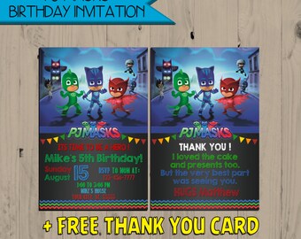 Pj Masks Invitation - Pj Masks Birthday - Pj Masks Digital - Printable