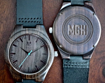 Gifts for Him, Personalized Wooden Watch - Engraved Bamboo Wood Watch