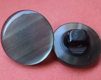 12 small BUTTONS Black Silver 14mm (5242) button