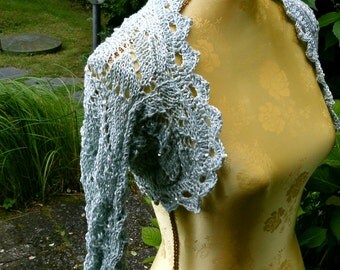 Knitted shrug, bright-blue with sequins wool Gr. 34-36 (S)