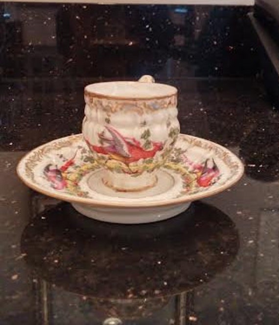 Sweet Tiny Antique Teacup 1700s Derby Tea Cup Four Leaf