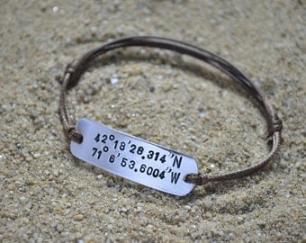 Coordinate Bracelet, Mens Bracelet, Couples Bracelet, 1 year anniversary gift for boyfriend, Boyfriend Gift