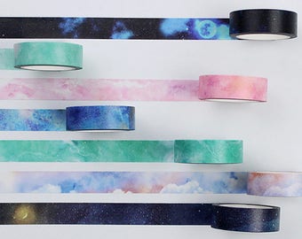 Galaxy Washi Tape, Clouds Washi Tape, Nature Washi Masking Tape, Cosmic Washi Tape, Night Sky, Milky Way, Universe, Starry Night, Planet