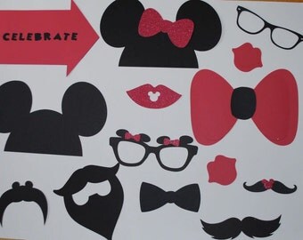Items similar to Mickey &amp; Minnie Mouse Photo Booth Props on Etsy