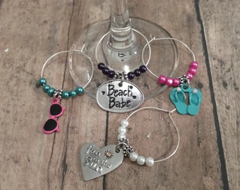 Wine Glass Markers/Beach Babe (Set of 4)
