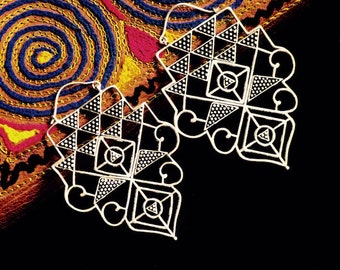 Sacred geometry earrings/silver plated brass earrings/boho jewelry