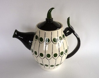 Ceramic Tea Pot, Handmade Collector’s Decorative Teapot, Wheel Thrown Pottery, Designer Tea Pot, Collectibles, Arts & Crafts, Tea Pot