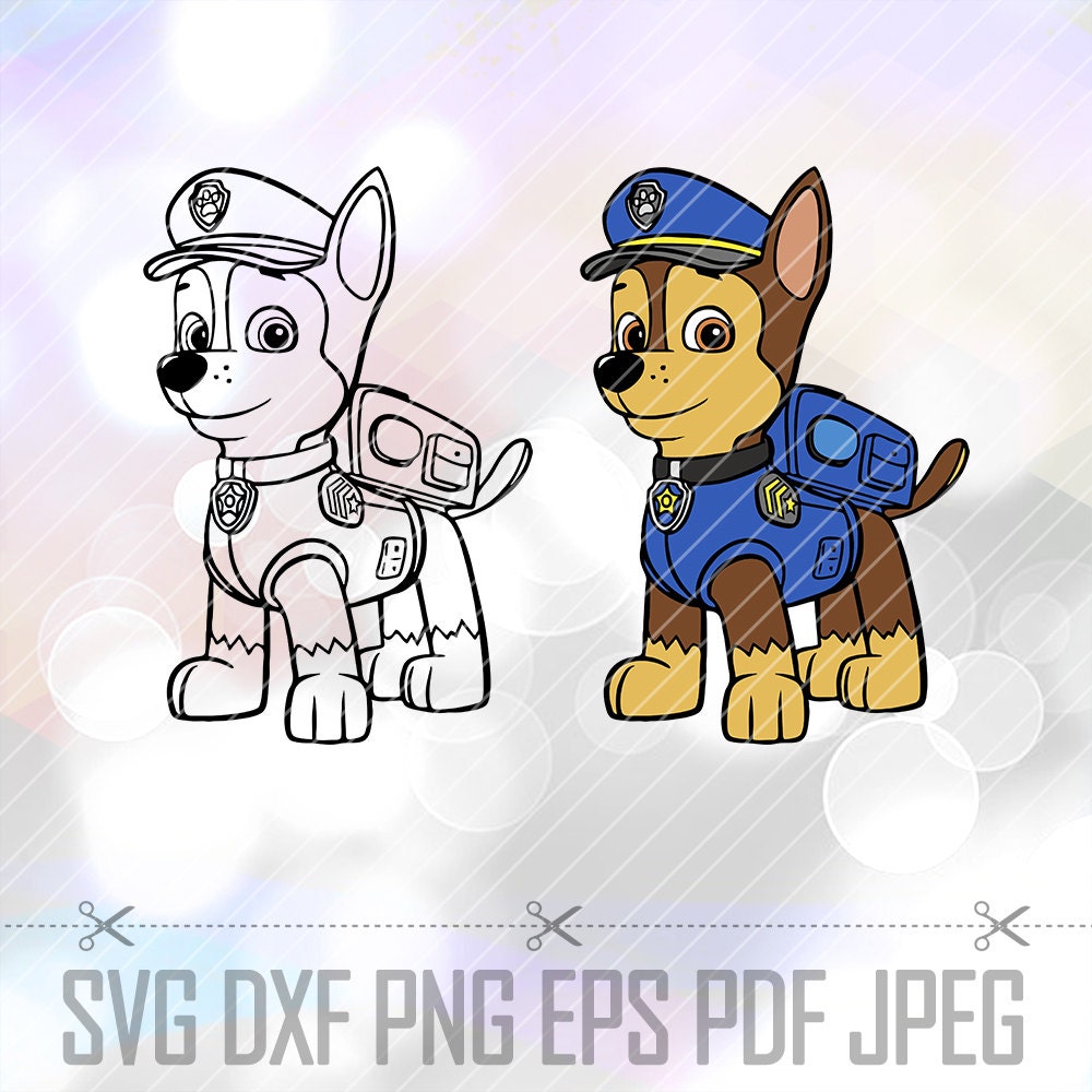 Download SVG DXF Paw Patrol Chase Vector LAYERED Cut Files Cricut