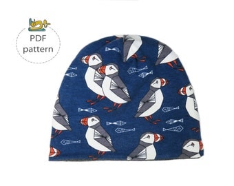 Baby hat sewing pattern, reversible beanie pattern