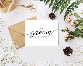 To my Groom Card To My Groom on Our Wedding Day Cards Wedding Groom Gift from Bride Wedding Gift for Groom From Bride Template Cards For Him