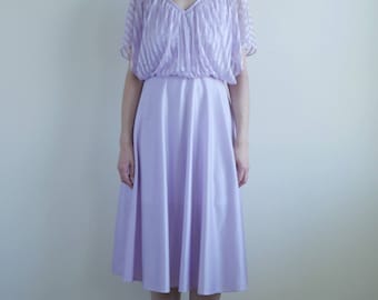Lavender Sheer Top Slit Sleeve Dress