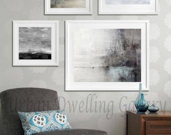 Abstract Art Print SET OF FOUR Digital Download 4 piece Art Collection Modern Art Contemporary Painting Blue Gray Black White Art Wall Decor