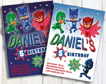 PJ Masks Invitations Personalized, PJ Masks Party Invite, Pj Masks Birthday Invitation, Pj Masks Birthday Party, PJ Masks printables