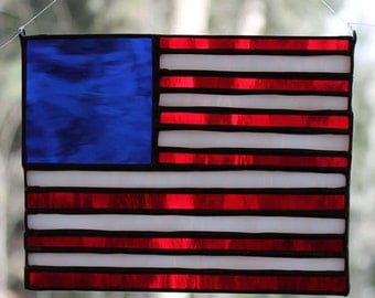 Stained Glass American Flag Suncatcher
