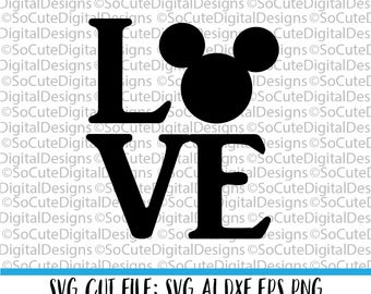 Download Mickey Love SVG, Peace Love Silhouette, Mickey love Mouse ...