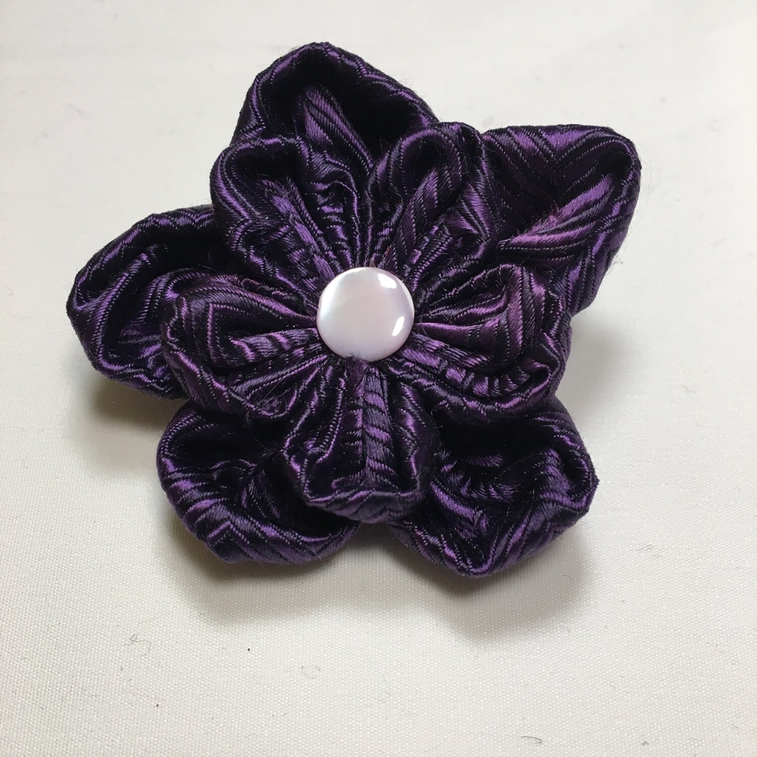 2 Silk Fabric Flower Lapel Pin Dark Purple A77