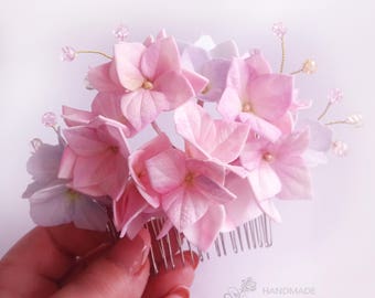 Bridal Hydrangea hair comb Spring wedding comb Hair accessories hydrangea Bridesmaid gift Hydrangea flowers Light Pink Hydrangea jewelry
