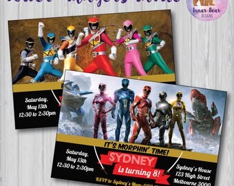 Power Rangers Invitation, Power Rangers Invite, Power Rangers Birthday Party, Power Rangers Dino Charge, Power Rangers Movie Invitation
