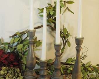 Candlestick set, Farmhouse Candles, Shabby Chic Decor, Housewarming gift, Wood Candle sticks, Birthday gift,Rustic candlestick, Candle stick
