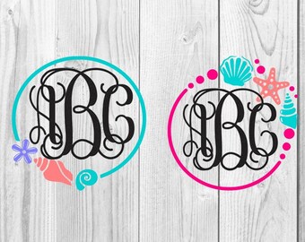 Seashell Monogram Digital Design, SVG Cutting File, Seashells, Beach Monogram, Seashell Monogram, Summer Monogram SVG, Beach SVG