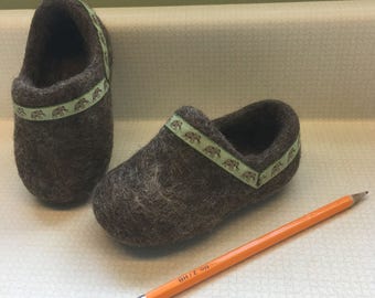 Toddler Slippers 12-24 months Natural Brown Wool