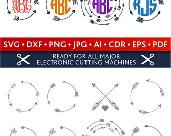 Arrow Svg Arrow Monogram Frames Svg Arrow Frames Svg Arrows Svg Cut Files Silhouette Studio Cricut Svg Dxf Jpg Png Eps Pdf Ai Cdr