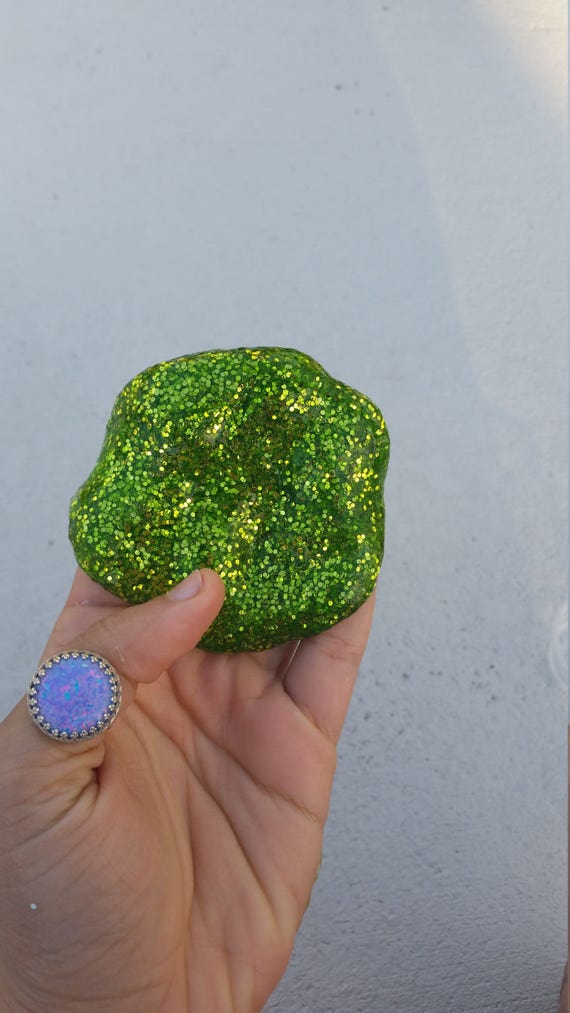 Items similar to Glitter slime green slime green glitter slime Sparkle slime lime green