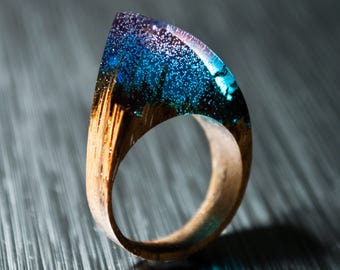 Resin Ring Wood Ring Women Natural Wood Jewelry Gift For Her Unique gift Handmade Wood Ring Birthday Gift For Her Wooden Ring Epoxy Ring