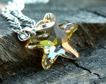 Gold star choker|necklace beach jewelry gift|for|her boho choker sea star necklace yellow rustic romantic jewelry for girlfriend gift summer