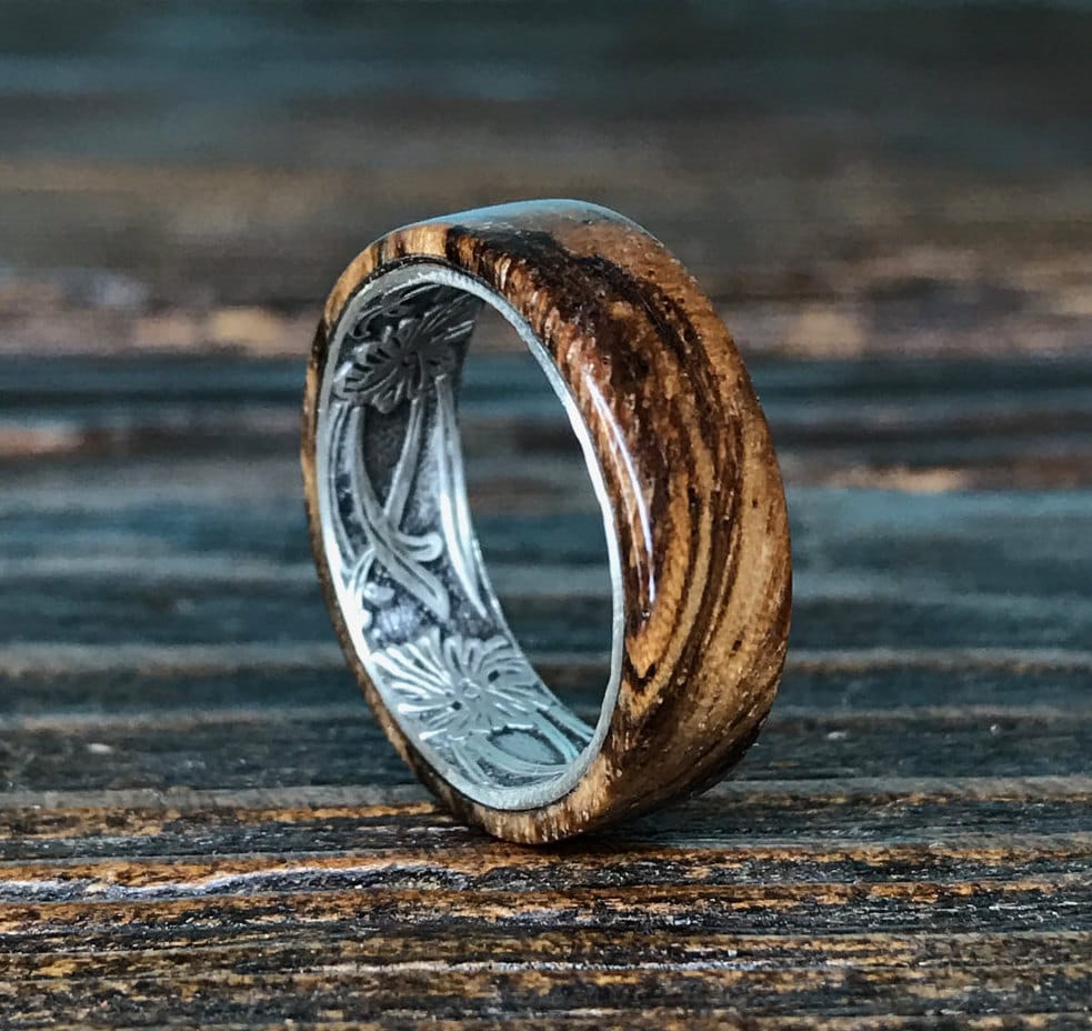 Silver Ring Sterling Silver Ring Wood Ring Wooden Ring