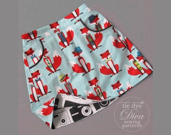 The Potato Chip Skirt Pattern - Girls A Line Skirt Pattern - A Line Skirt Pattern with Pockets - Reversible Skirt Pattern