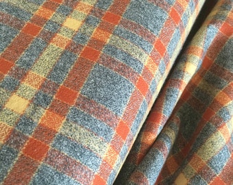 Mammoth Flannel Fabric, Blanket Scarf Fabric, Infinity Scarf Fabric, Hipster Flannel fabric, Rustic Home Decor, Plaid in Rust 179