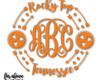 Rocky Top TennesseeTri-star Monogram Frame Arrows (monogram NOT included) - SVG, DXF, eps, png, jpg digital cut file for Silhouette Cricut