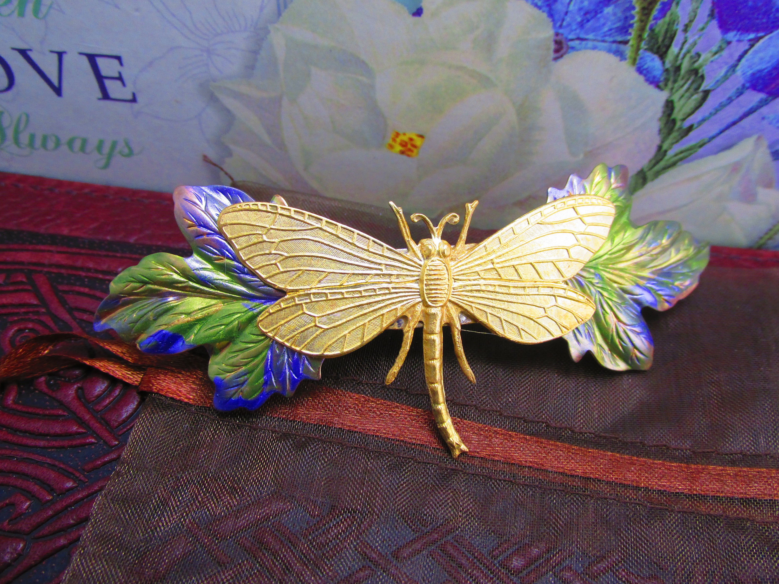 Dragonfly hair clips wedding hair clips bridal hair barrette