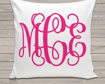 monogram throw pillow and pillowcase made to match bedroom colors custom girls pillow PIL-045