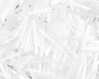 30mm White Satin Czech Glass Bugle Beads 10 Grams (C542) SE