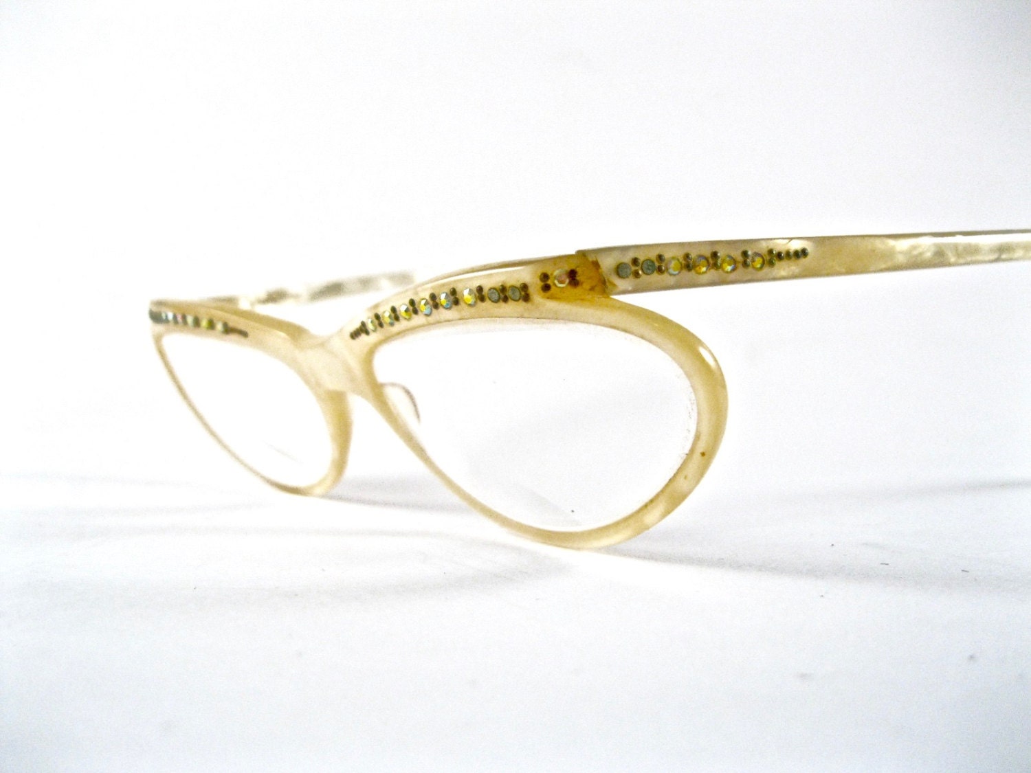 Unique mother of pearl eyeglass frames. Vintage wrap around