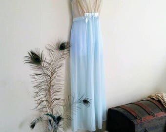 Gorgeous Vintage Soft Blue Vanity Fair Sheer Nightgown