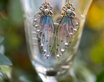 Sugar Plum Fairy wing earrings brass