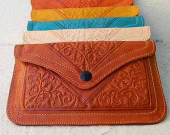 FREE SHIPPING!Leather wallet, womens wallet, orange wallet, pochette femme