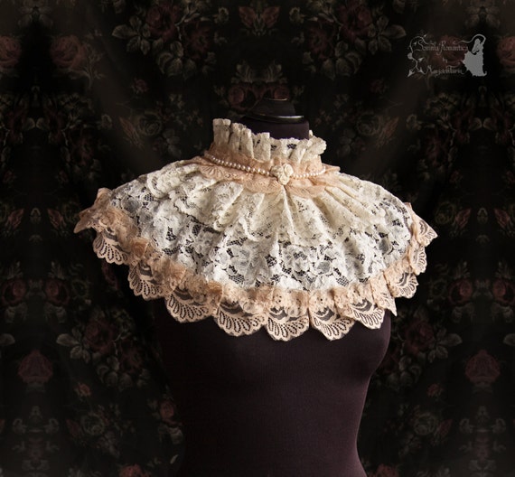 Shoulder piece, bridal lace, wedding gown cover up, Victorian, Art nouveau, Maeror, Somnia Romantica, See item details for measurements by SomniaRomantica steampunk buy now online