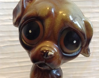 Keane Style Big Eye Dog Figure. Plastic Figure. Vintage 1960. Big Eyes. Mod, pop, Mid century Kitsch, Eames Panton era.