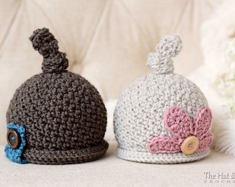 CROCHET PATTERN - Romeo & Juliet - crochet hat pattern, beanie pattern, baby boy hat, girl hat (Baby - Adult sizes) - Instant PDF Download