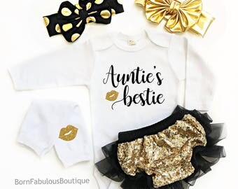 Auntie's Bestie Outfit - Auntie Baby Gift - Aunt Baby Gift - Auntie Onesie - SALE!