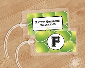 Tennis - Luggage Tag, Bag Tag, Backpack Tag, ID Tags, Personalized, Custom