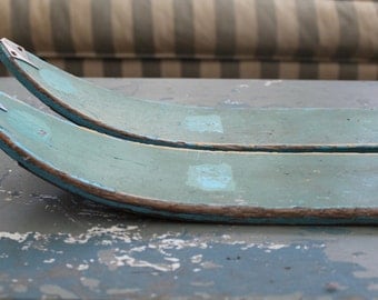Old Wood Skis // Turquoise Green // Prop // Cabin Decor
