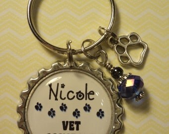 Personalized Vet Assistant/Tech key chain with charms