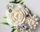 Alternative mens buttonhole, Wedding corsage, artificial flowers. Grooms boutonniere, wedding corsage